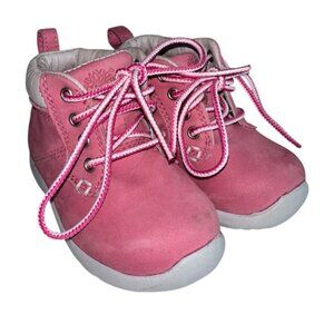 Timberland Toddler Girls Boots Sz 4 Pink Leather Lace Up